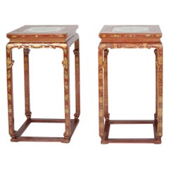 Pair of Chinese Hardwood Tall Side Tables circa 1900