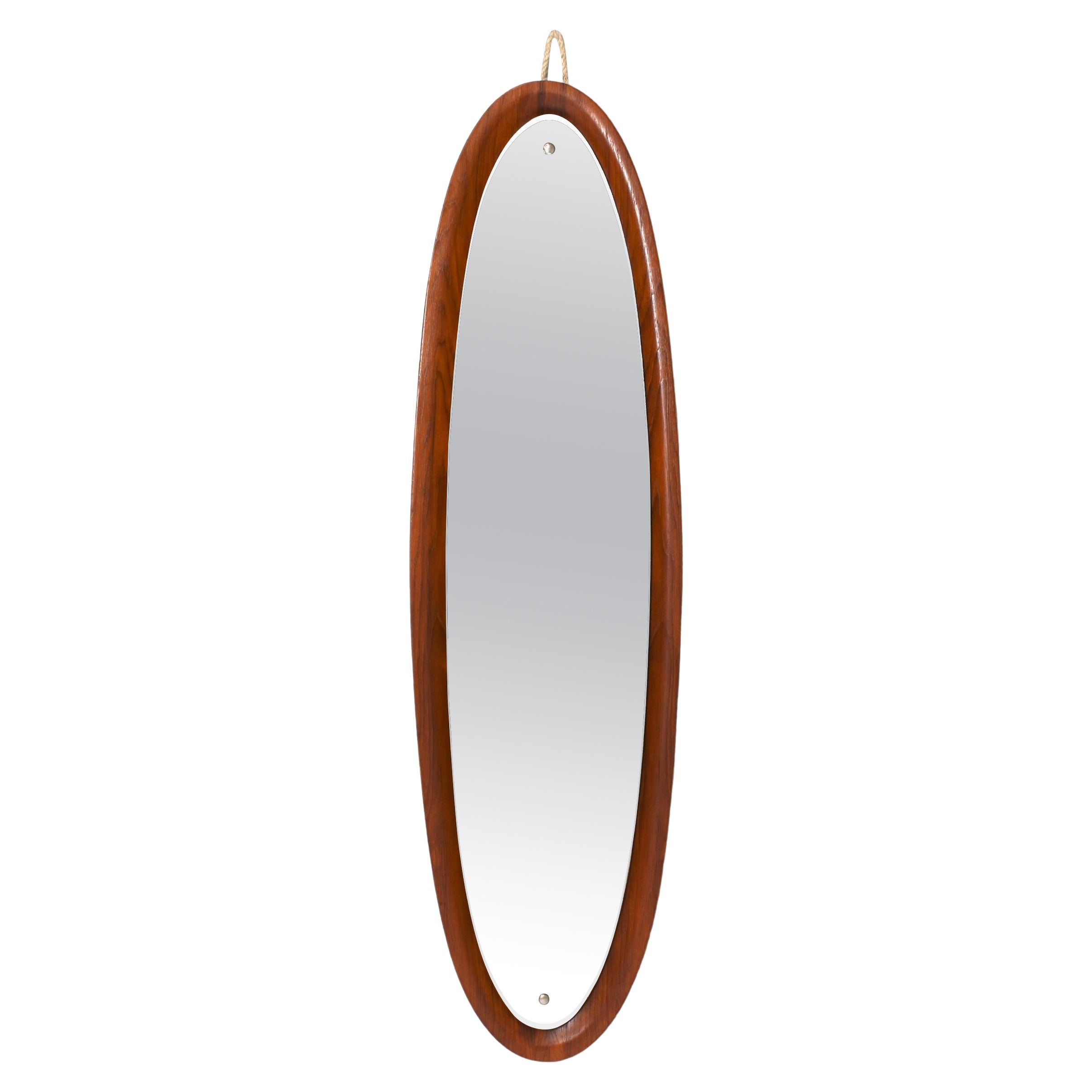 Italian Teak Wall Mirror by Mac Arredamenti, Italy, circa 1950 For Sale