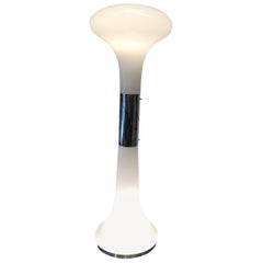 Vistosi Floor Lamp Glass Opale Metal Crome 1970 Italy