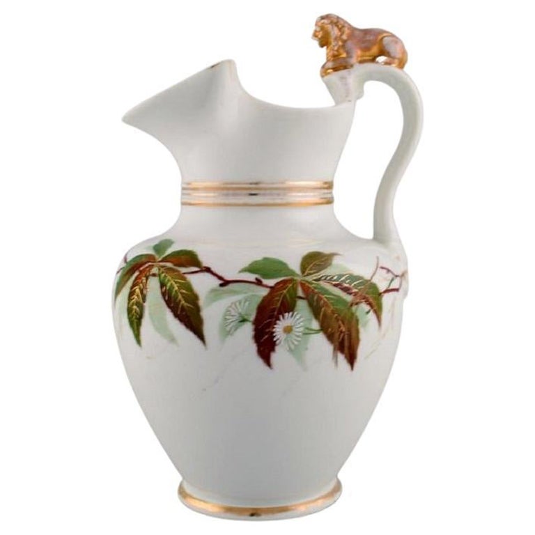 Antique Bing & Grøndahl Chocolate Jug in Porcelain Modelled with a Lion For Sale