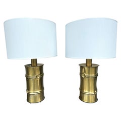 Coppia di lampade di bambù in ottone, Italia, anni '70