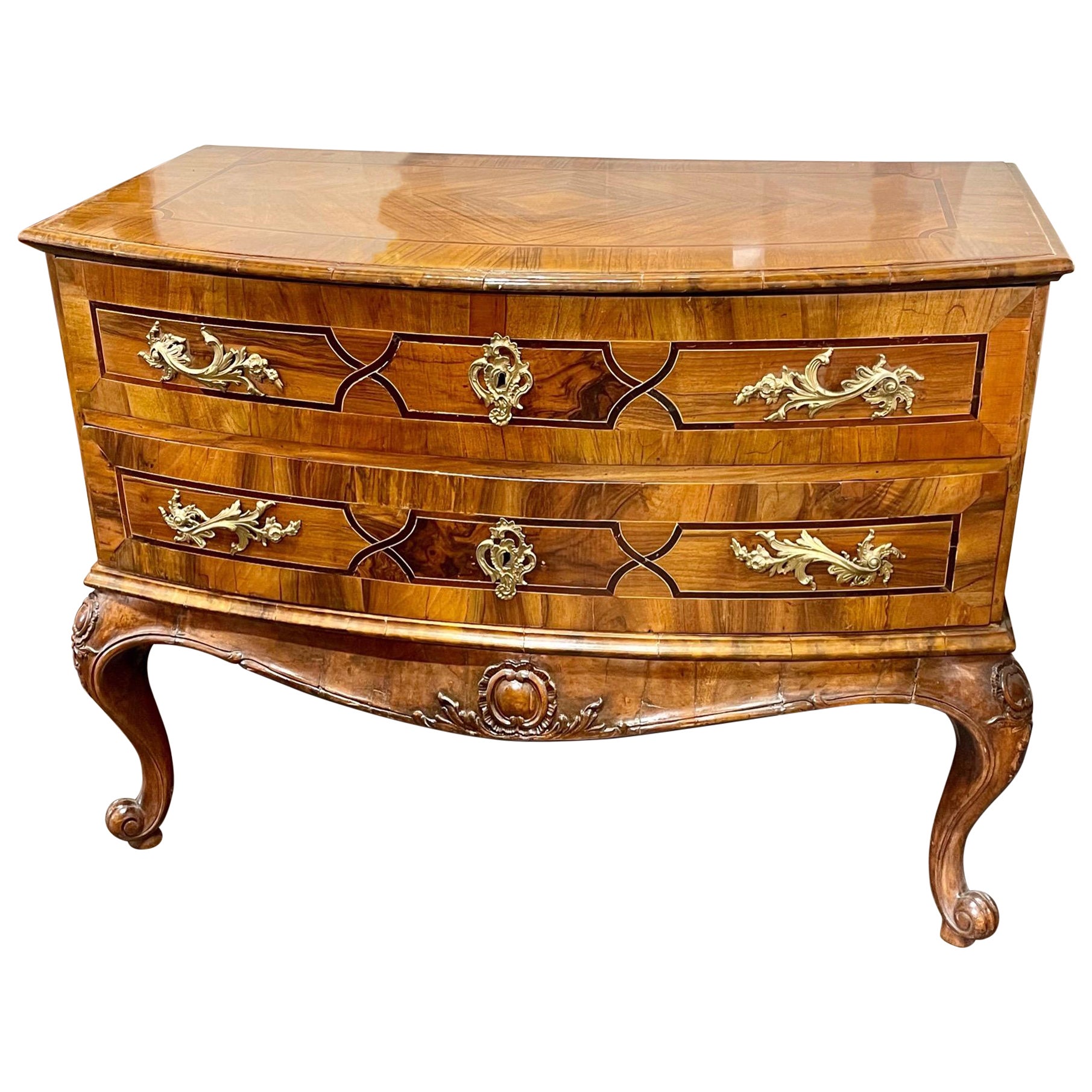 18th Century Italian Walnut and Inlaid Wood Commode