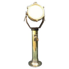 Vintage Solid Brass Maritime Spotlight on Pedestal