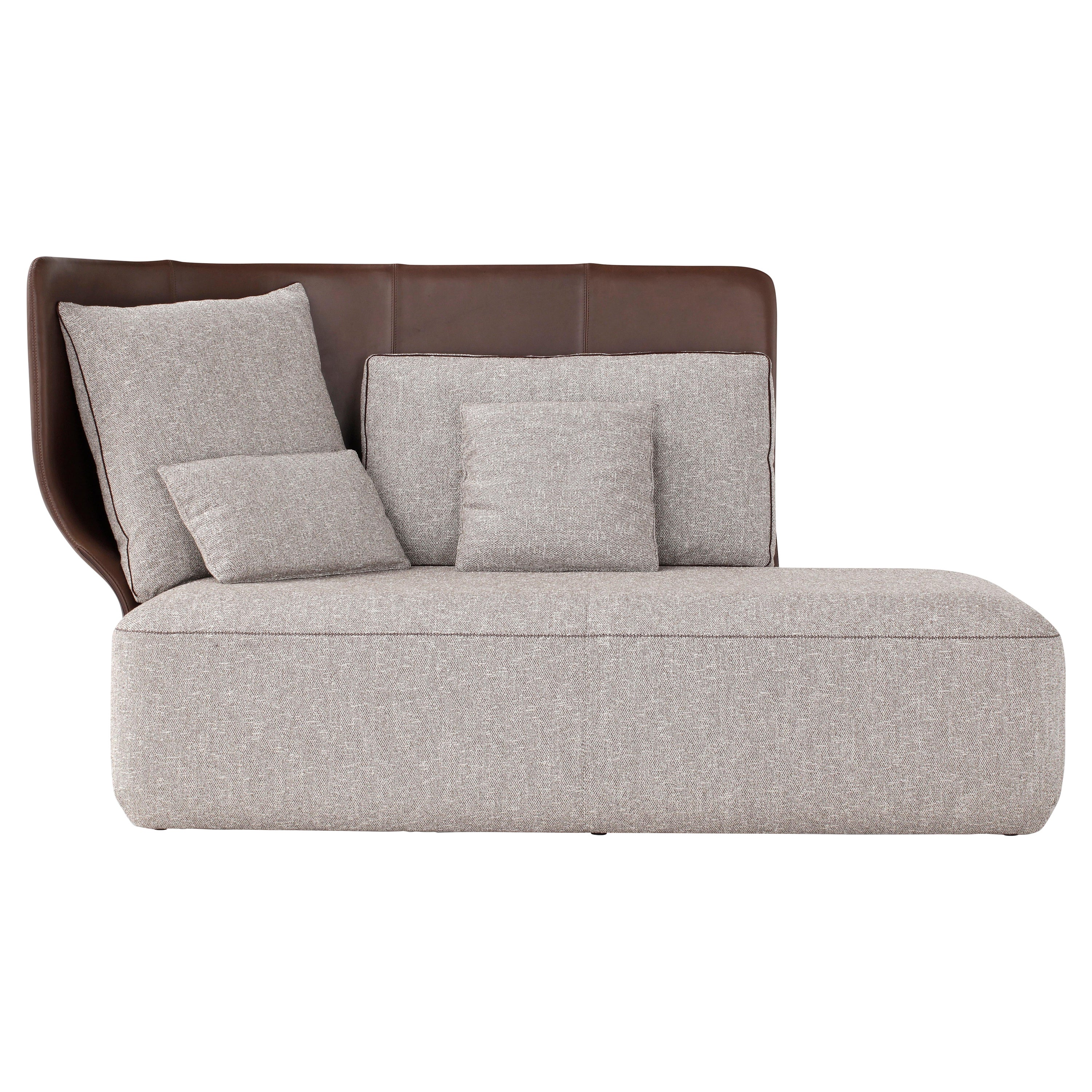 Amura 'Wazaa' Sofa in Brown Leather and Tan Velvet by Stefano Bigi For Sale