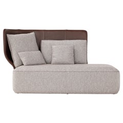 Amura 'Wazaa' Sofa in Brown Leather and Tan Velvet by Stefano Bigi