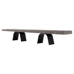Amura 'Desco' Bench in Gray Leather and Metal by Emanuel Gargano