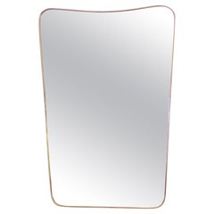 Italian Brass Framed Curved Top Vintage Shield Shaped Mirror