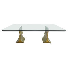 Solid Bronze Silas Seandel Double Pedestal Wavy Coffee Table