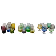 Set 21 Blown Glass Multi Color Small Cocktail Snifters Cordials or Shot Glasses