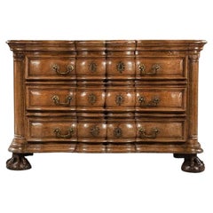 Rare Early 18th Century Franco-Flemish Oak Serpentine Fronted Commode