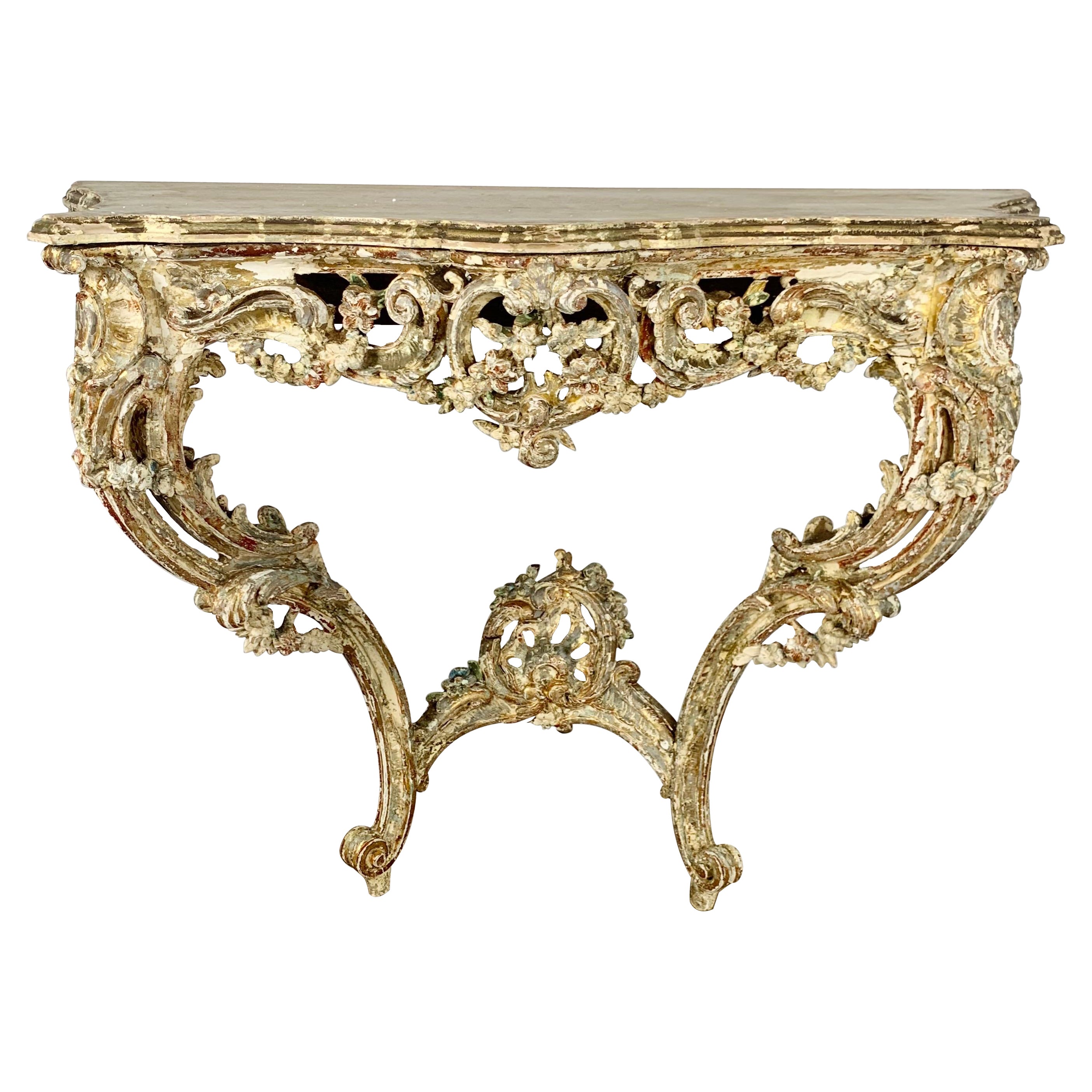 19th C. French Rococo Style Giltwood Console