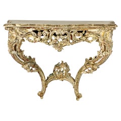 19th C. French Rococo Style Giltwood Console