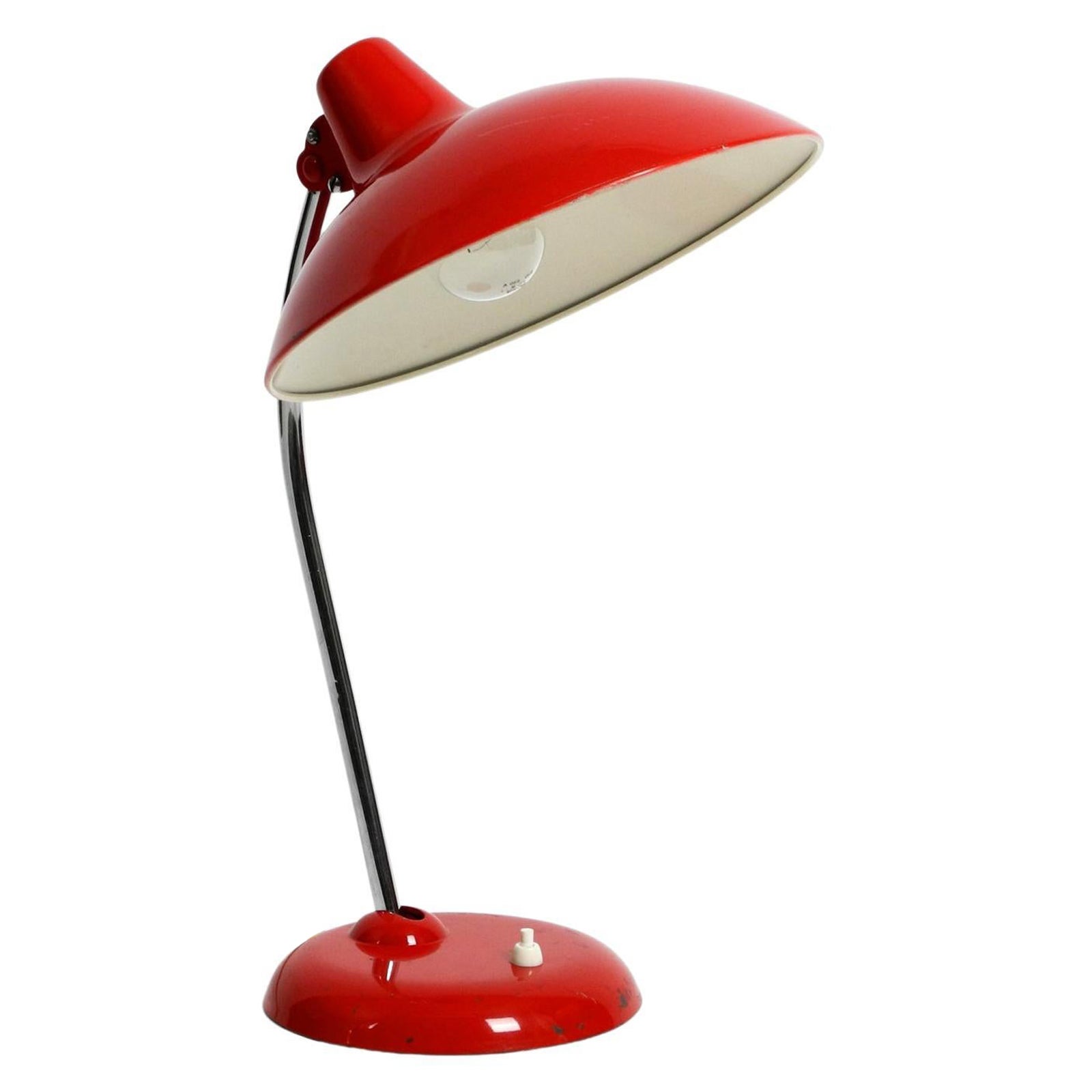 Lampe de bureau Kaiser Idell classique rouge originale en métal Modèle 6786 des années 1960 en vente