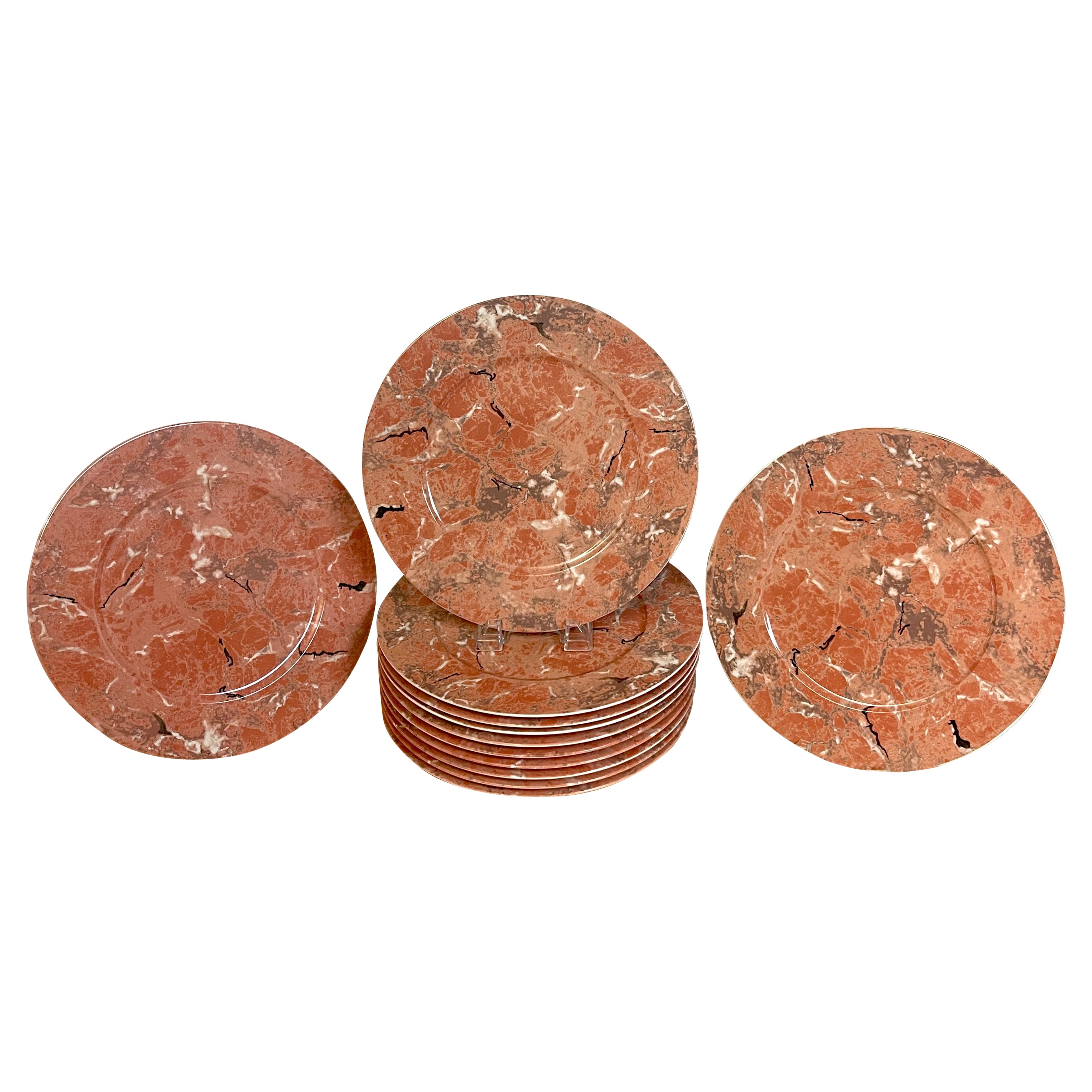 12 Coral Pattern Marble Service Plates by Villeroy & Boch For Sale