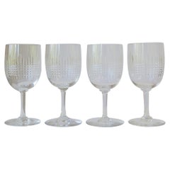Set of 4 Baccarat French Cut Crystal Wine Glasses, 8 Available