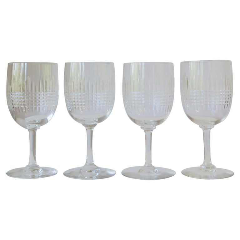 Baccarat French Cut Crystal Wine Glasses For Sale