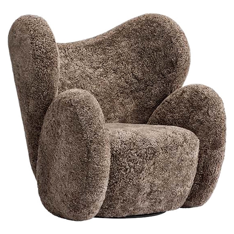 Big Big Chair Fully Upholstered Lounge Chair in Sheepskin