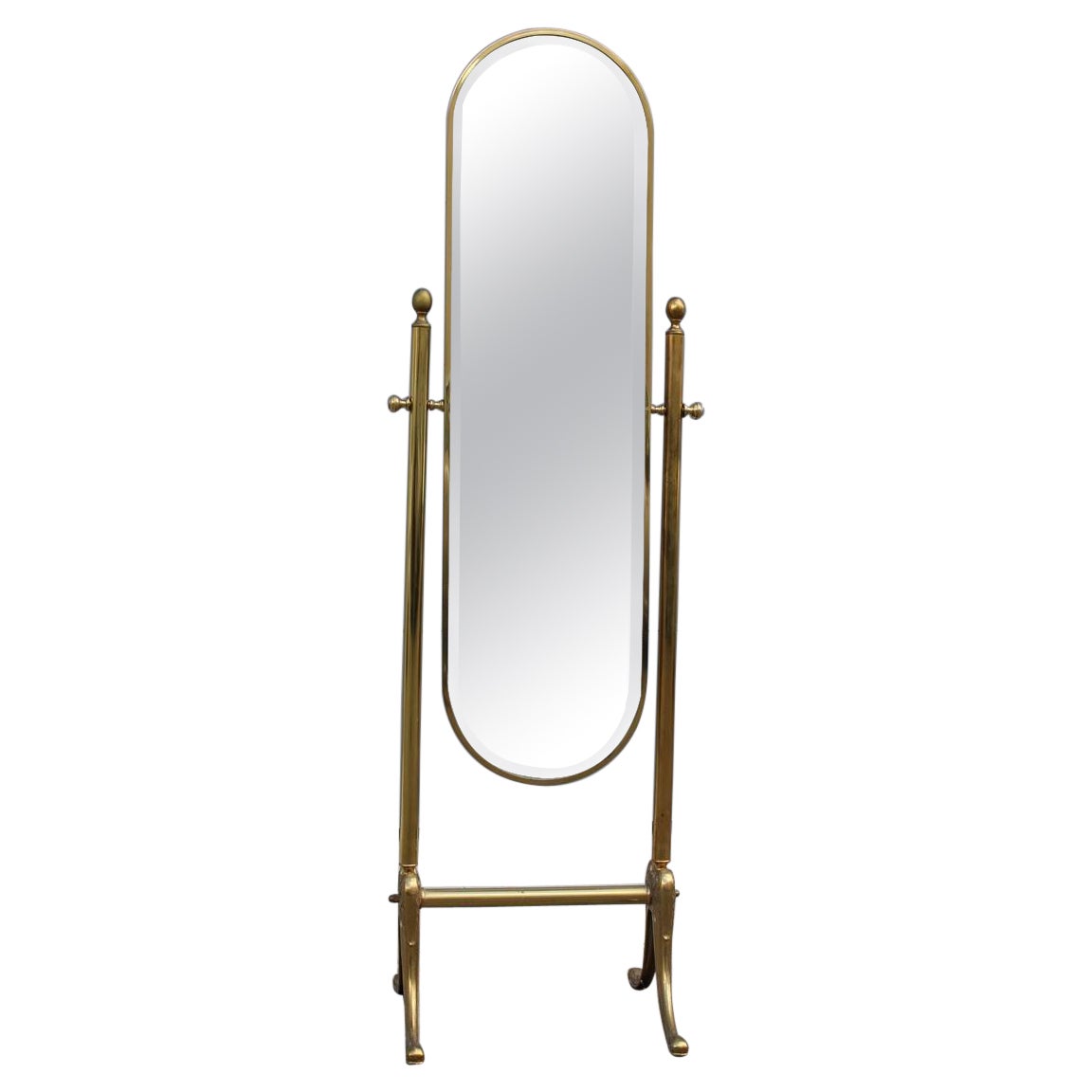 Tilting Bedroom Mirror Mid-Century Italian Design Solid Brass Gold, 1950s For Sale