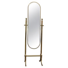 Tilting Bedroom Mirror Mid-Century Italian Design Solid Brass Gold, 1950s
