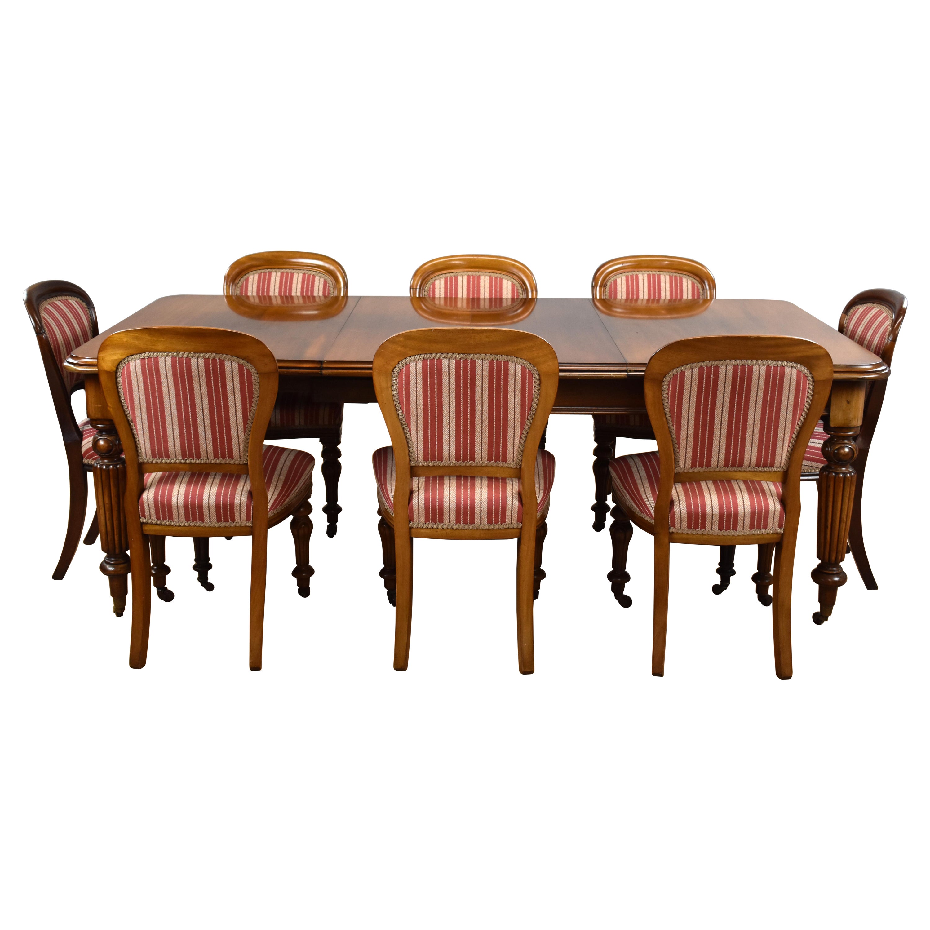 19th Century English Victorian Extending Dining Table & 10 Chairs