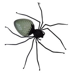 Midcentury Italian Brutalist Spider Detailed Green Glass Body Sconce