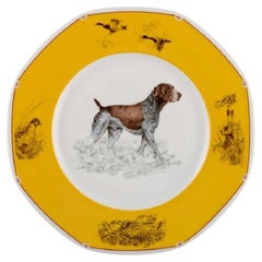 Hermes Chiens Courants & Chiens D'Arret Porcelain Plate, Late 20th C.