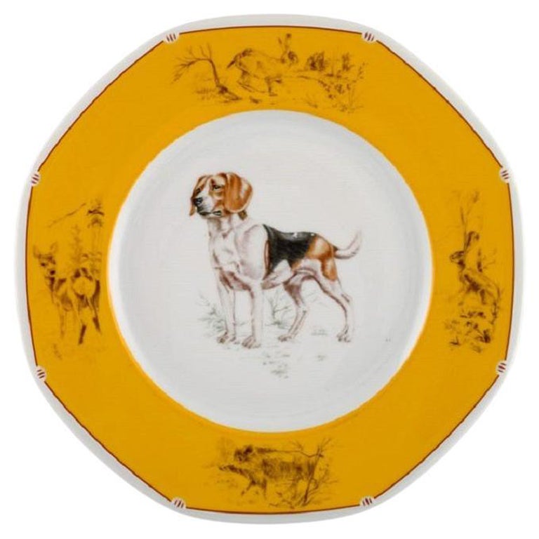 Hermes Chiens Courants & Chiens D'Arret Porcelain Plate, Late 20th C