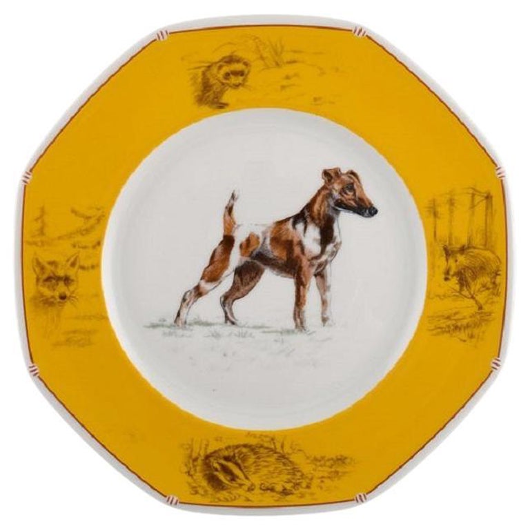 Hermes Chiens Courants & Chiens D'Arret Porcelain Plate, Late 20th C.