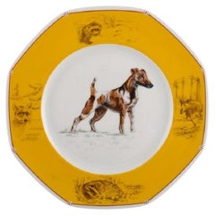 Vintage Hermes Chiens Courants & Chiens D'Arret Porcelain Plate, Late 20th C.