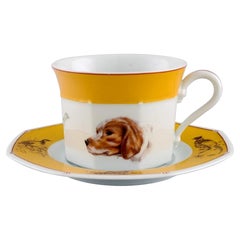 Hermès Chiens Courants & Chiens D'Arret Morning Cup with Saucer in Porcelain