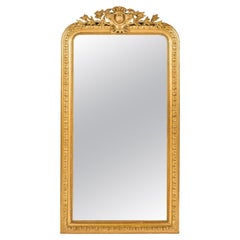 Antique 19th-Century Gadrooned French Gold Leaf Gilt Louis Philippe Mirror