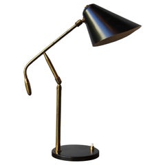 Black & Brass Modernist Table Lamp Italy, circa 1950