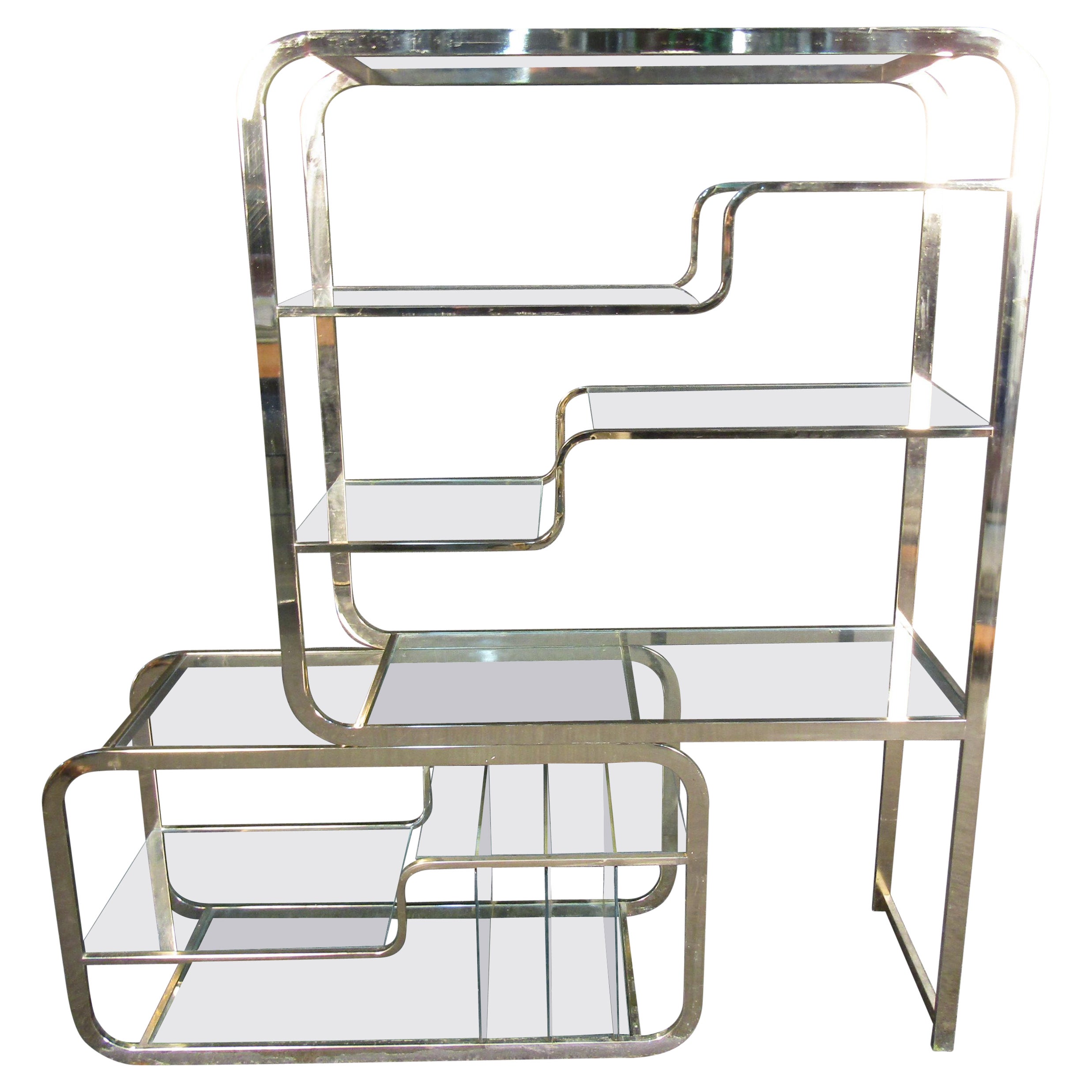 Vintage Modern Brass and Glass Etagere by DIA 