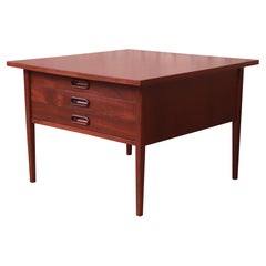 Jack Cartwright for Founders Mid-Century Modern Walnut Three-Drawer Coffee Table