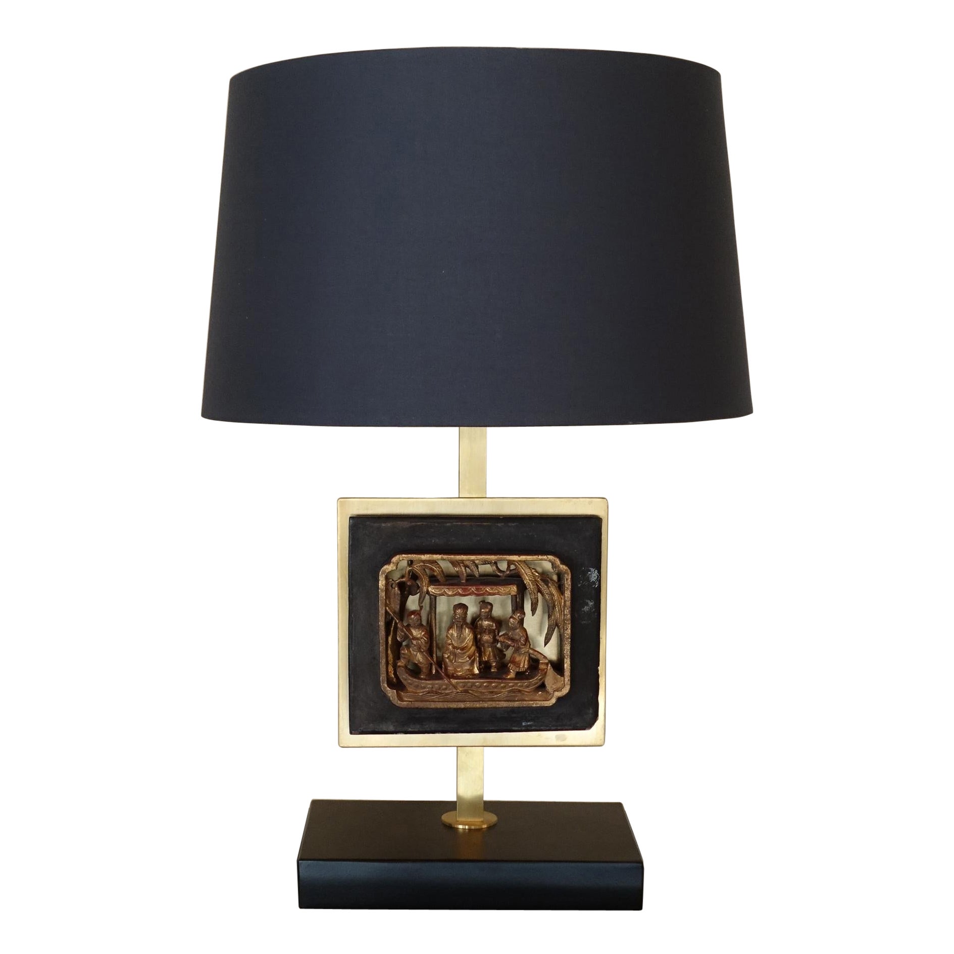 Flair Edition Chinoiserie Table Lamp with Gilted Frieze, Brass Details