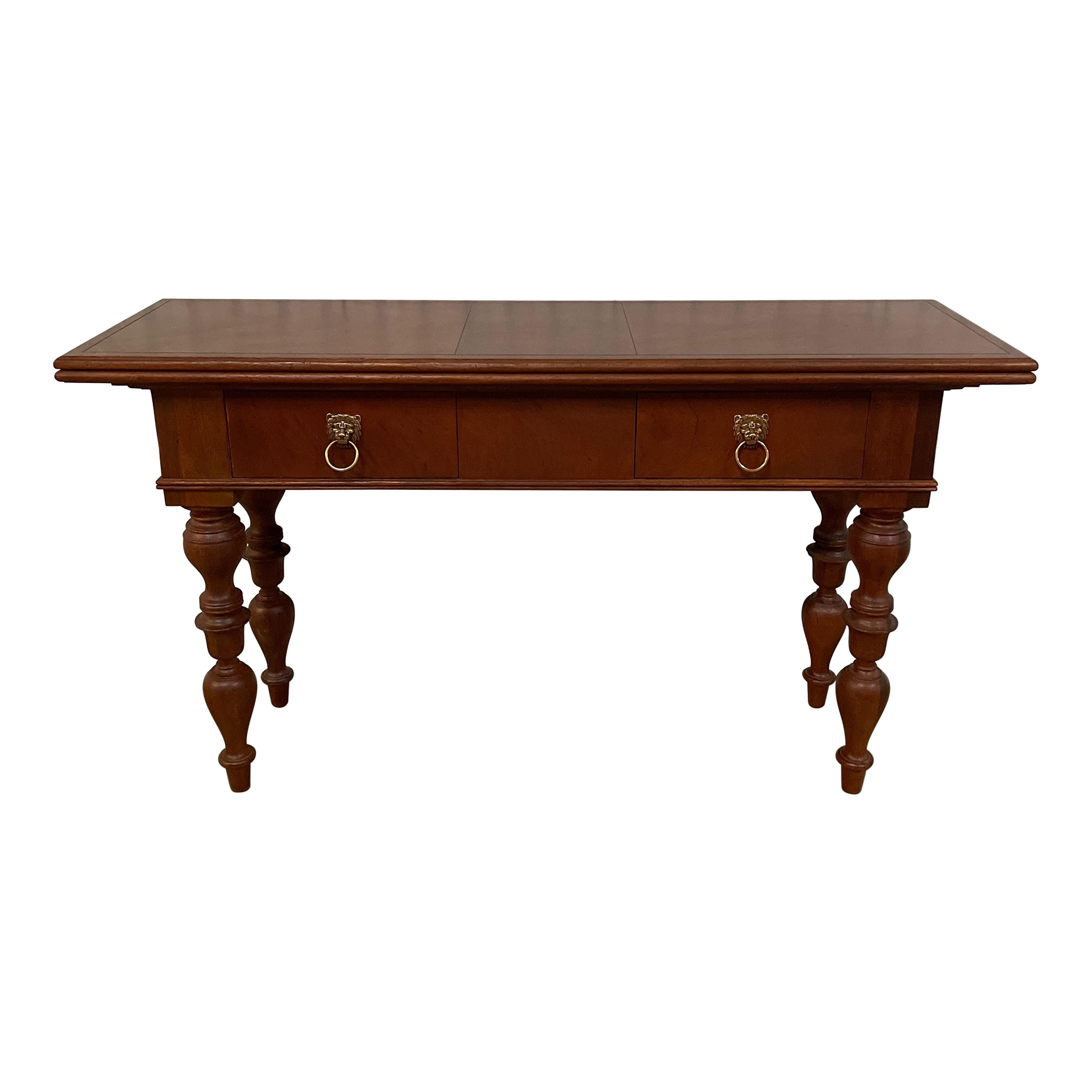 British Colonial Mahogany Two Drawer Console by Baker