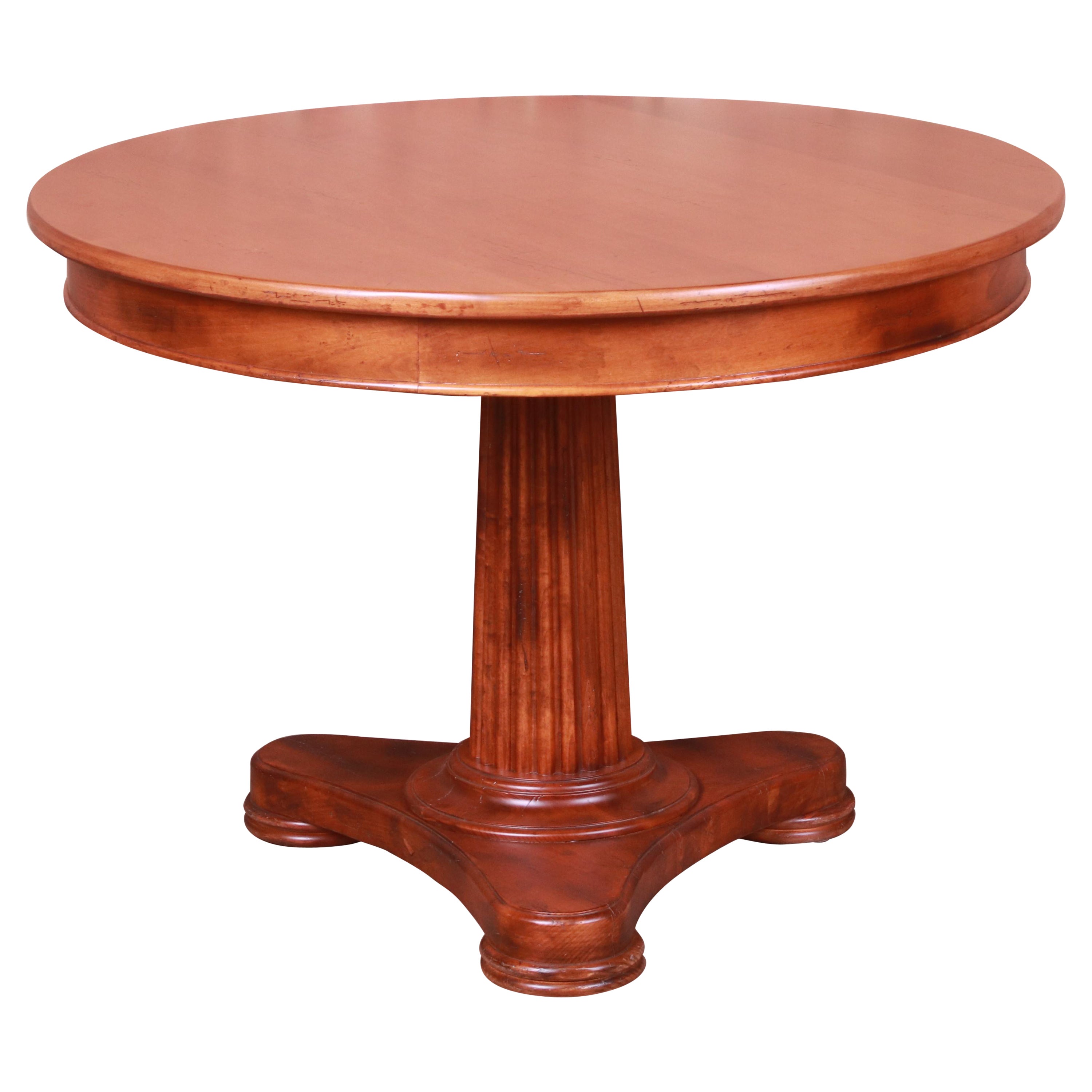 Baker Furniture Italian Empire Maple Pedestal Breakfast Table, Newly Refinished