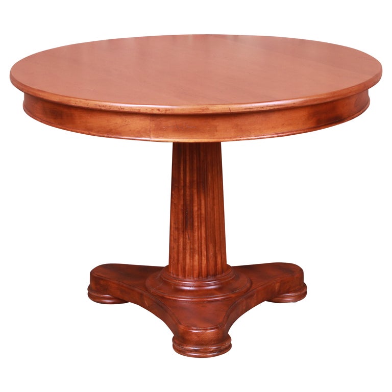 Baker Furniture Italian Empire Maple Pedestal Breakfast Table, Newly
