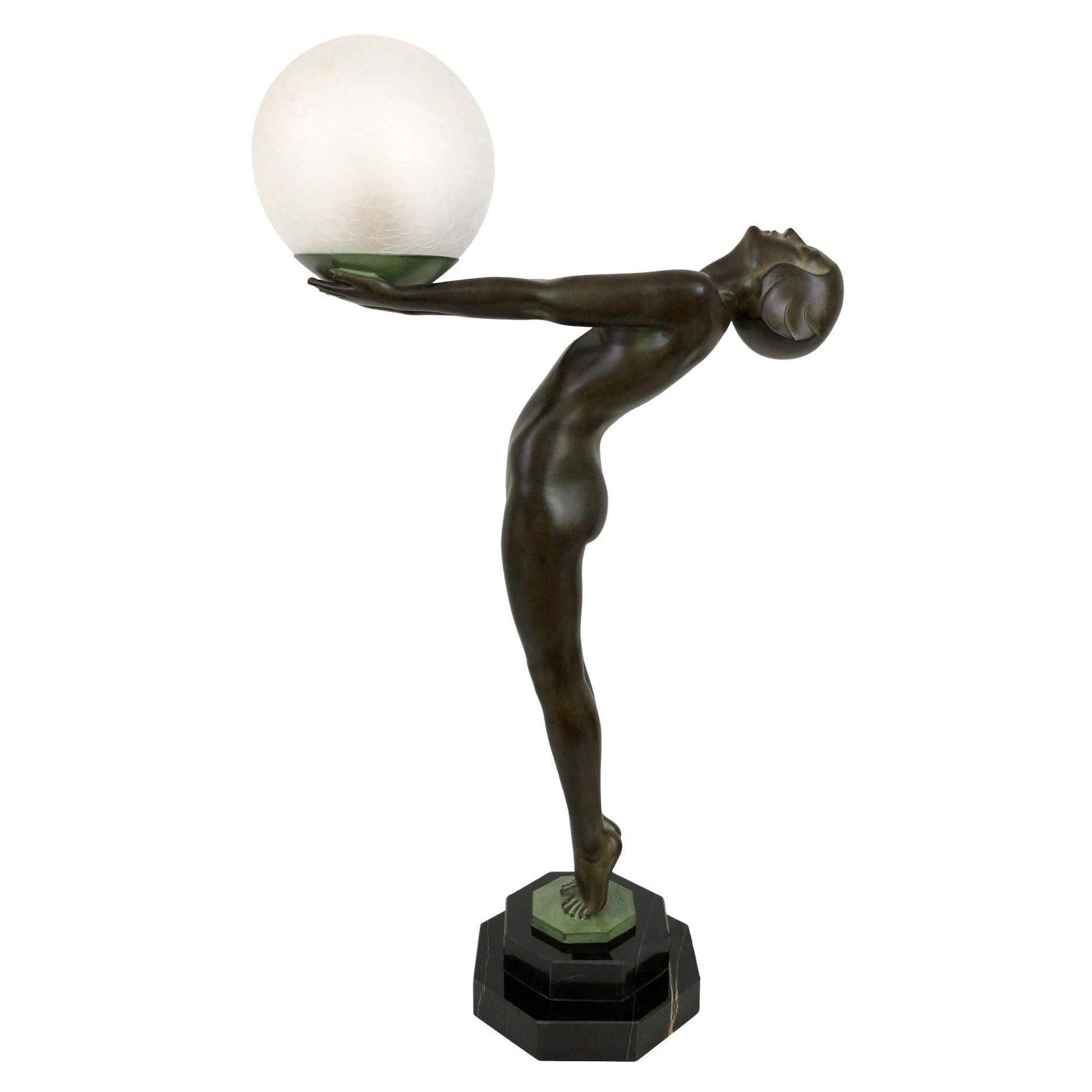 Lumina Important French Art Deco Sculpture Clarté Lamp Original Max Le Verrier