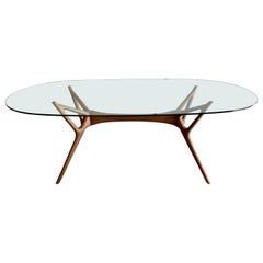 Dining Table by Porada Design Made in Italy Made of Canaletta Walnut and Glass