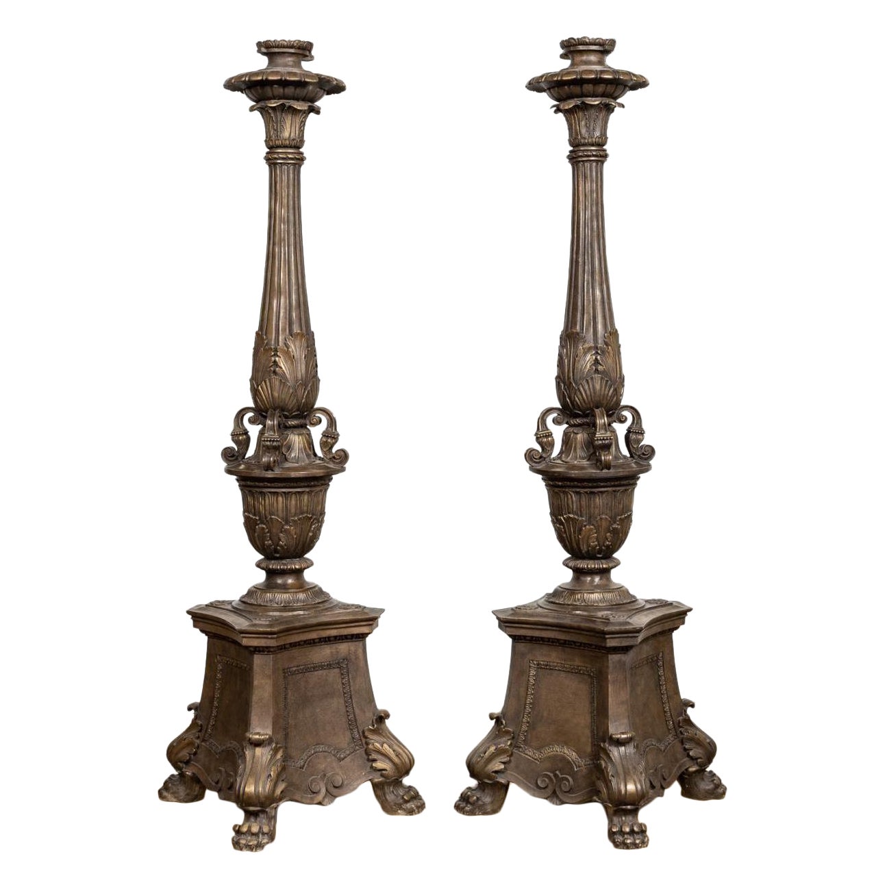 Pair of Empire Style Palatial Torchieres For Sale