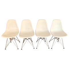 Set of Four Herman Miller Designed Eames Plastic Office Dining Chairs
