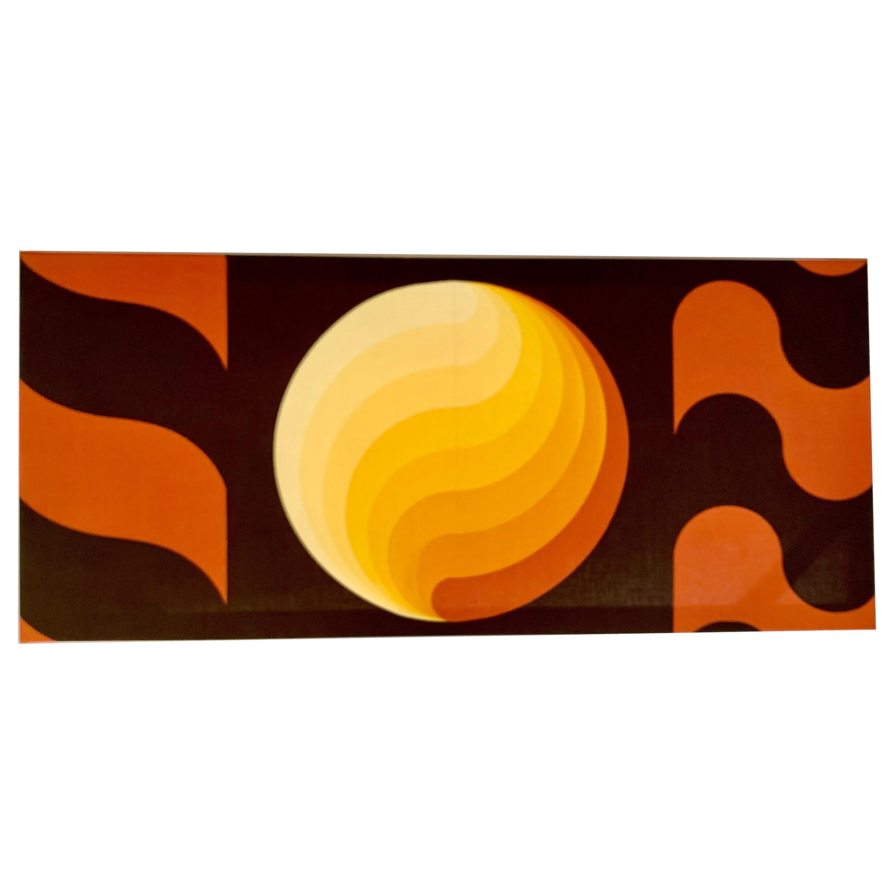 Mid-Century Modern Stretched Abstract Sun Textile Art