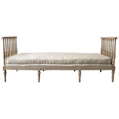 18th C. Swedish Gustavian Period Daybed Sofa in Original Paint by Johan Lindgren