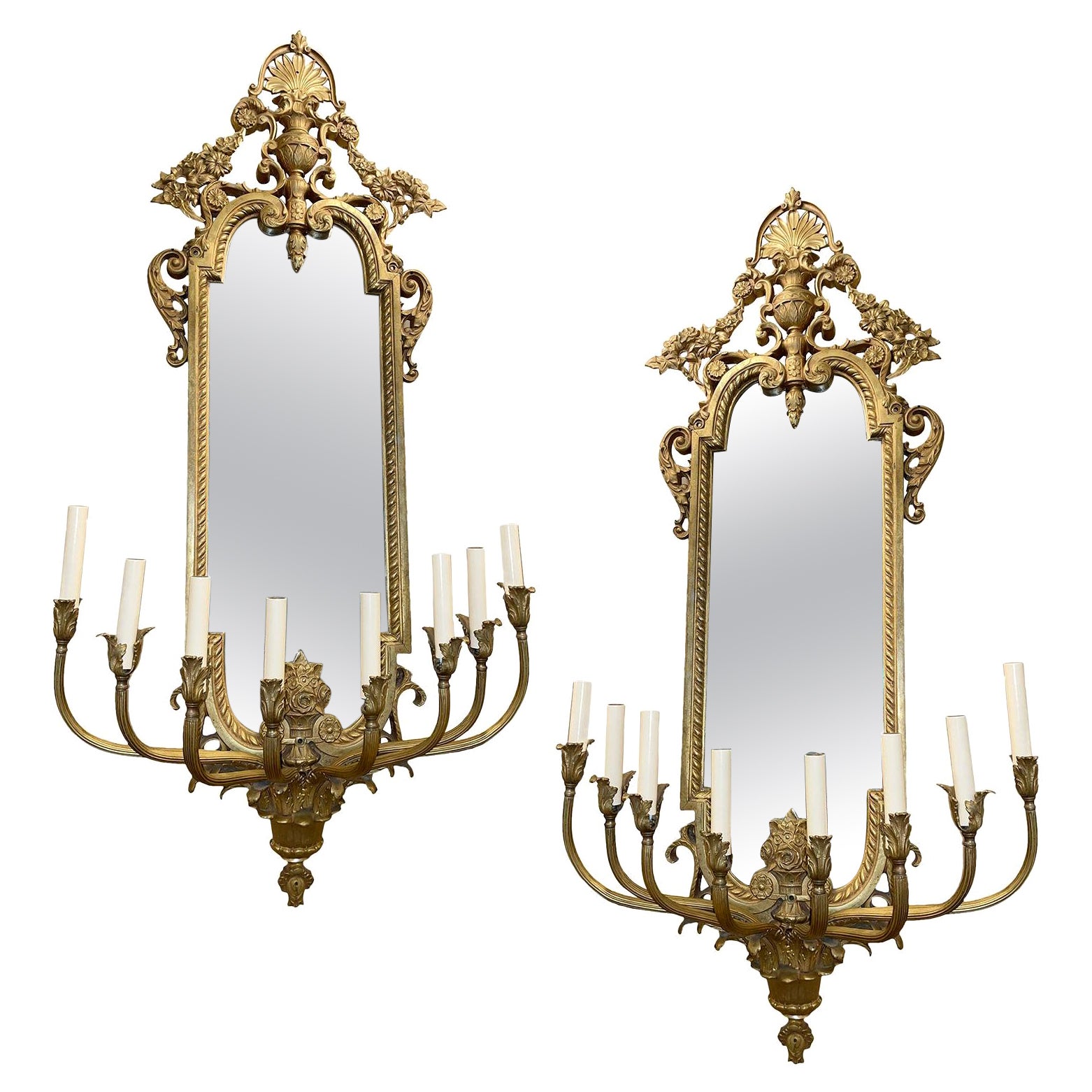 Pair of Large Gilt Bronze Sconces