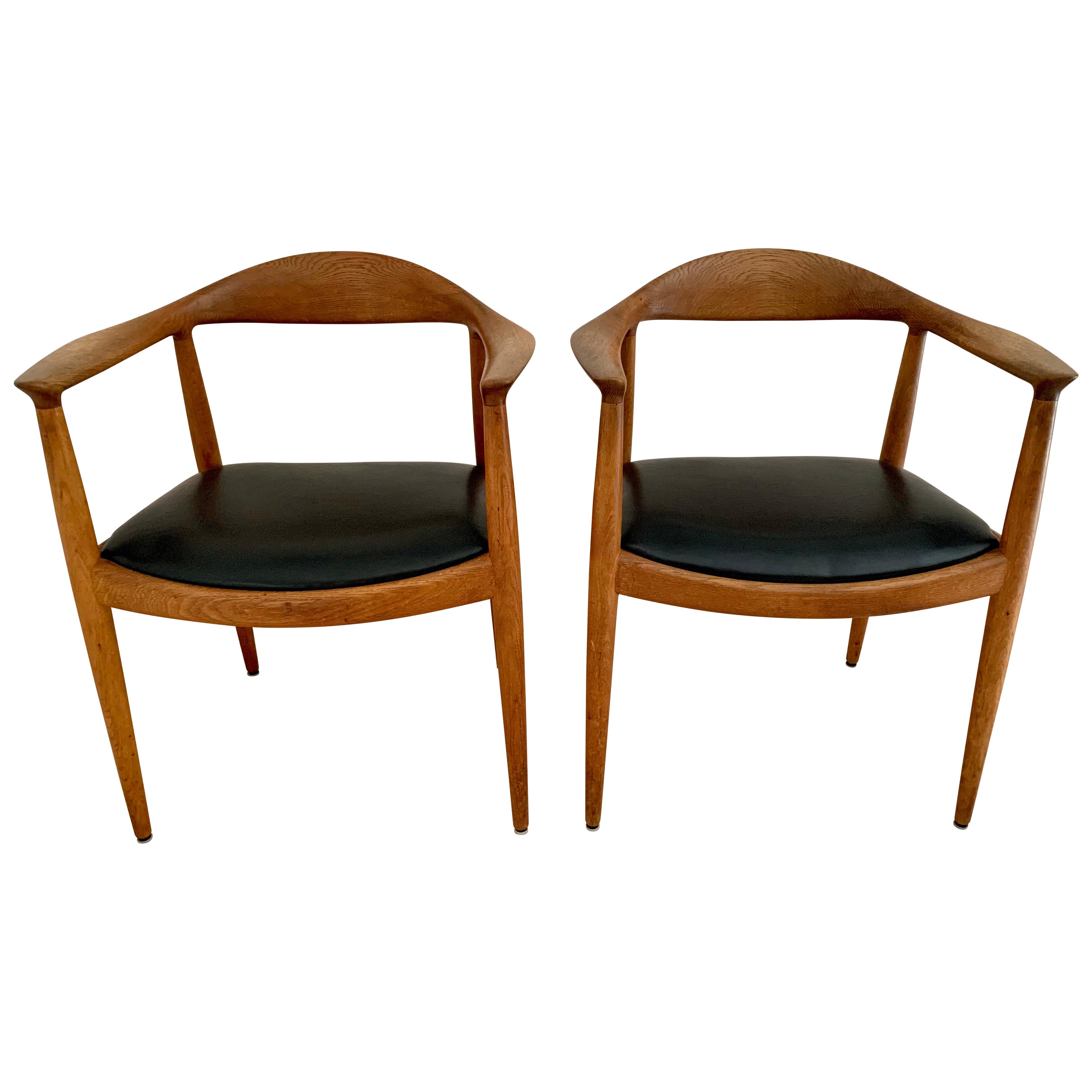 Signed Pair of Hans Wegner “The Chair” Round Chairs for Johannes Hansen