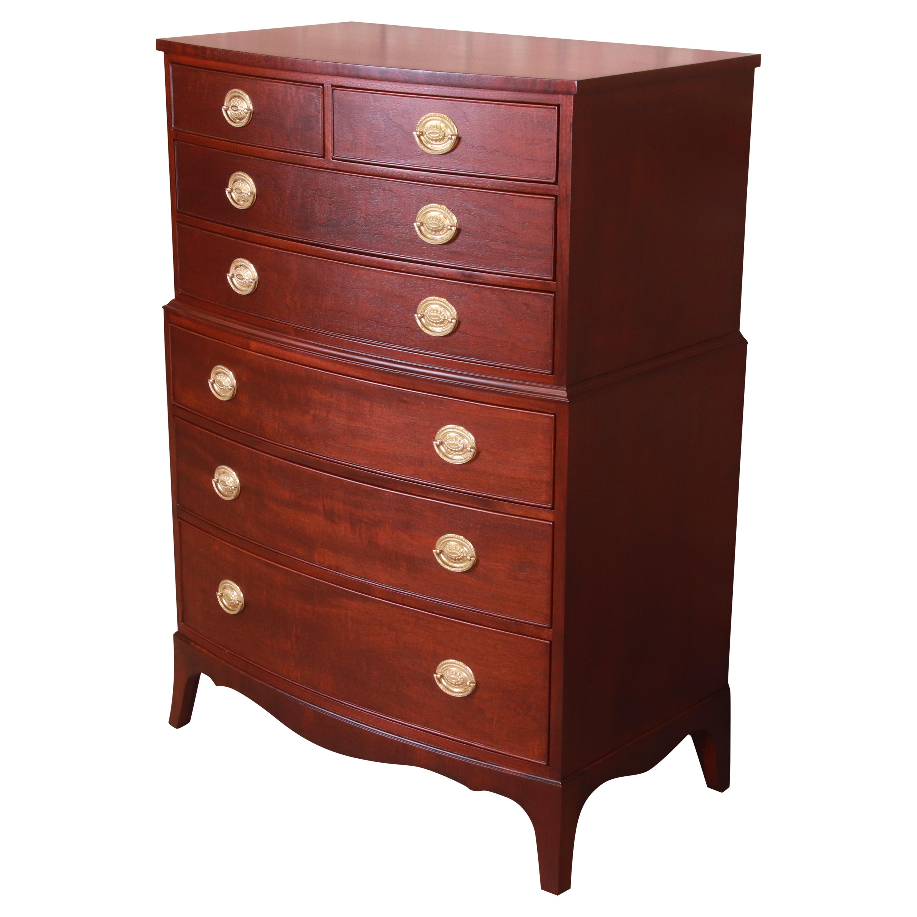 Vintage Federal Style Bow Front Mahogany 4 Drawer Dresser in Pink by D –  Firebird Furniture