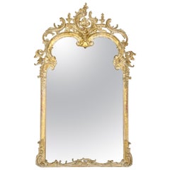 19th C. Monumental Sized French Gilt Wood Rococo Style Mirror