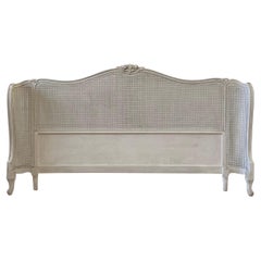 Vintage Modern King Size Painted Cane French Style Headboard