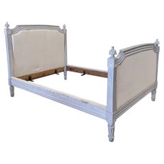 Vintage European Louis XVI Style Painted and Upholstered Bed